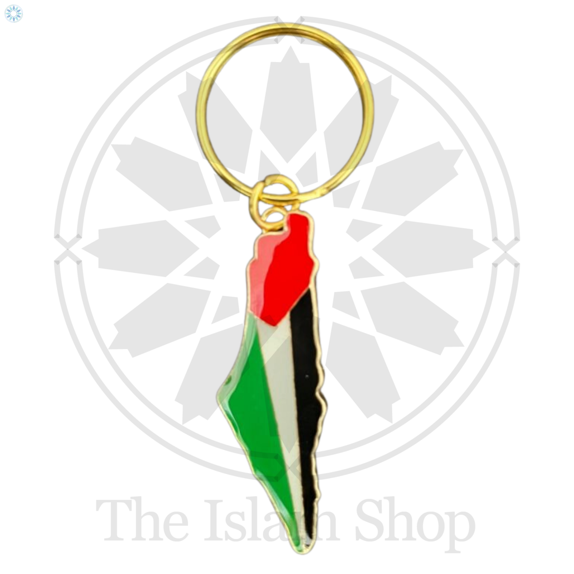 Pack of 10 Palestine Map & Key of Return Brooches - Triple Charm Design in Red & Gold main image 0